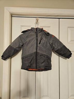 Snozu Boys 3T Gray Orange Hooded Winter Ski Jacket Coat